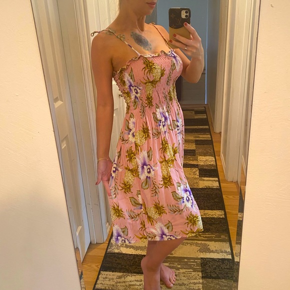 Aloha Print Midi 🌺🍍 dress OSFM excellent condition - Picture 6 of 14